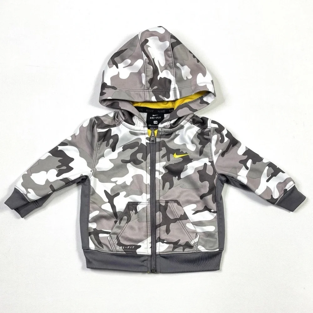 Nike Kids Gray Camo Hoodie - Picture 1 of 11